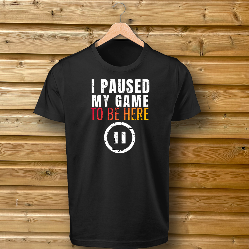 'I Paused My Game To Be Here' Orange/White Design - Tshirt