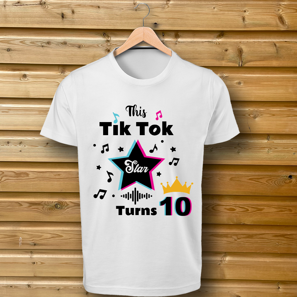 'Tiktok Star Turns x' personalised Tshirt