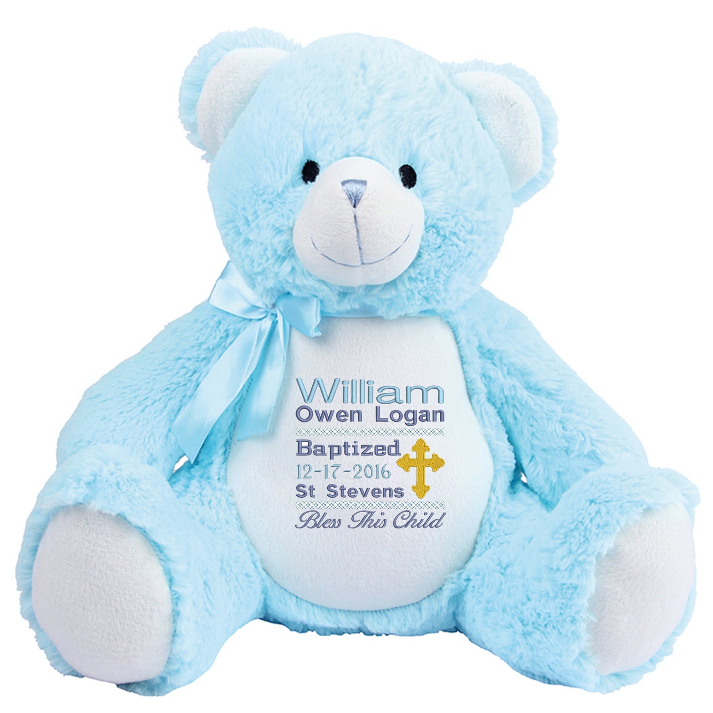 Gorgeous Personalised Teddy - Christening / Baptism - boy