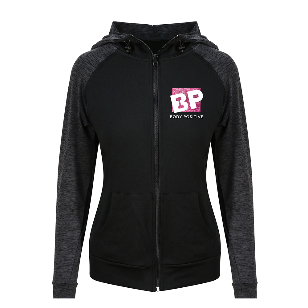 Zip up Hoodie Black and Grey - Body Positive