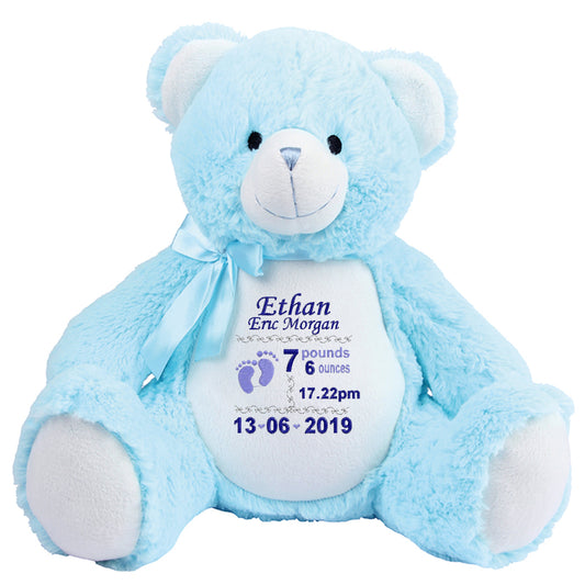 Gorgeous Personalised Teddy - birth announcement - boy