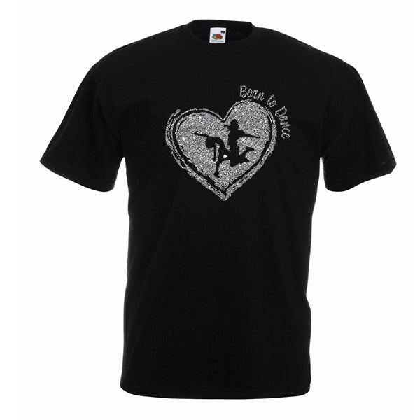Born to Dance Glitter Heart Personalised Tshirt