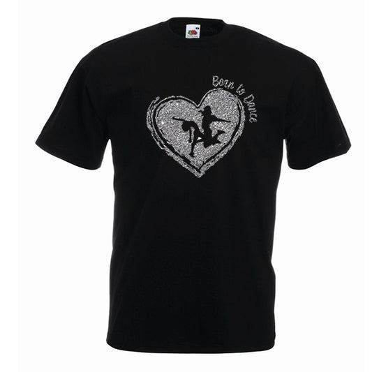Born to Dance Glitter Heart Personalised Tshirt
