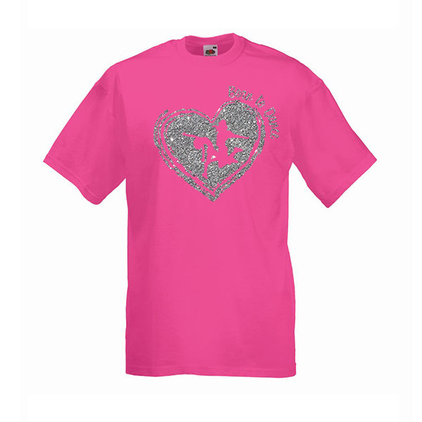 Born to Dance Glitter Heart Personalised Tshirt
