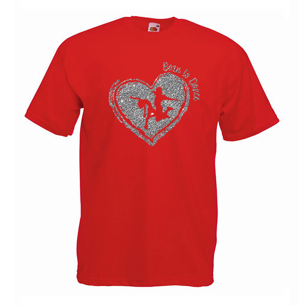 Born to Dance Glitter Heart Personalised Tshirt