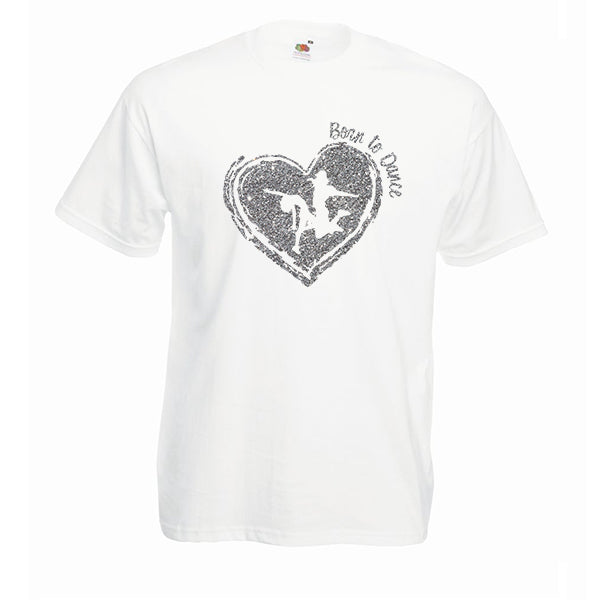 Born to Dance Glitter Heart Personalised Tshirt
