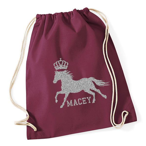 Crown Horse Riding Drawstring Bag