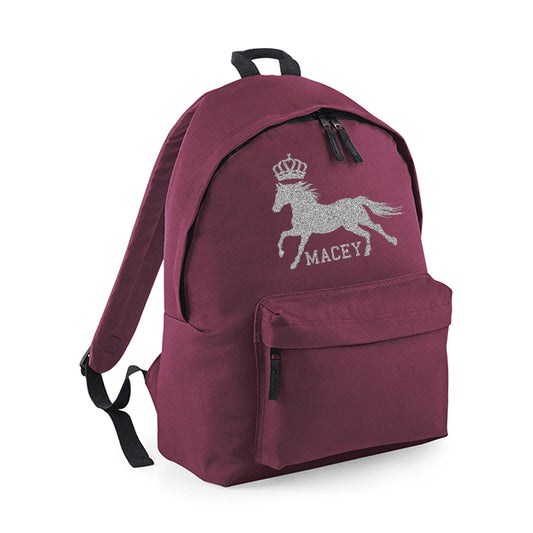 Crown Horse Riding Personalised Rucksack