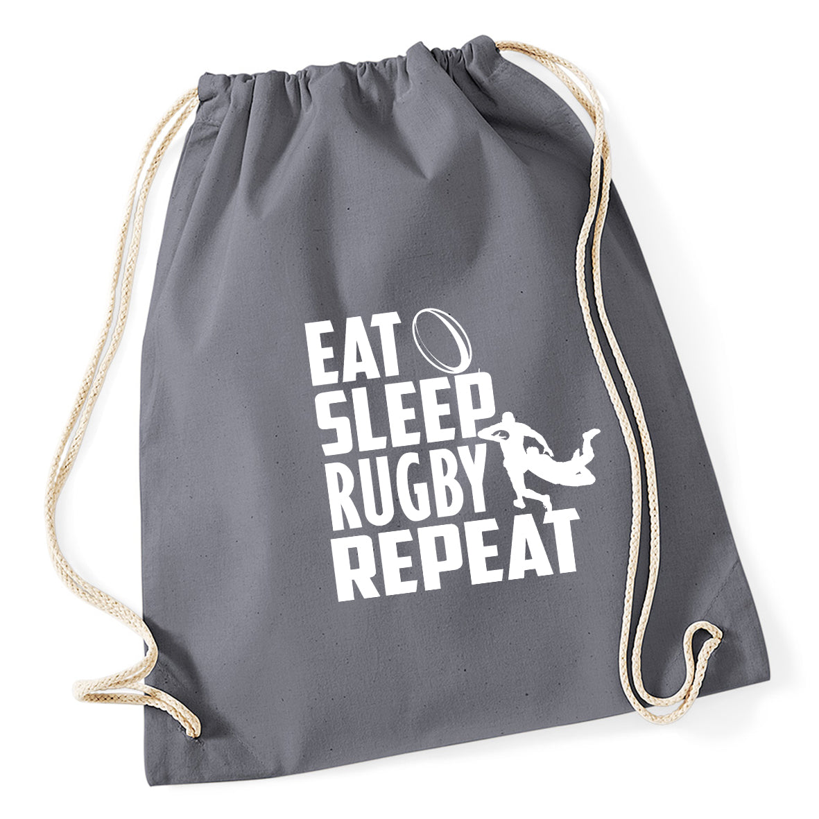 Eat Sleep Rugby Repeat Drawstring Bag