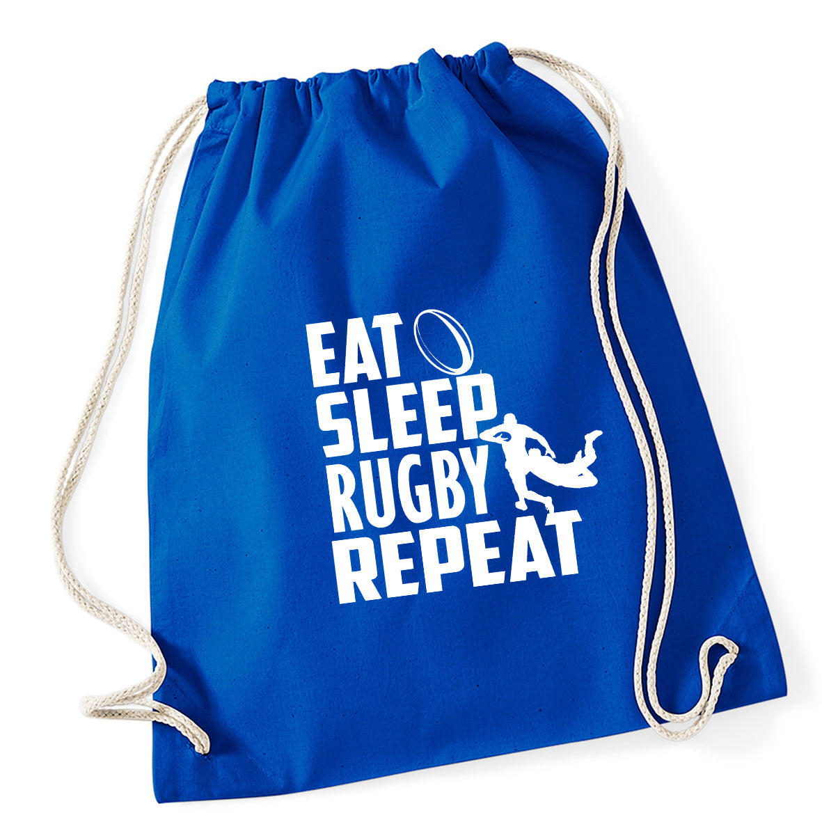 Eat Sleep Rugby Repeat Drawstring Bag