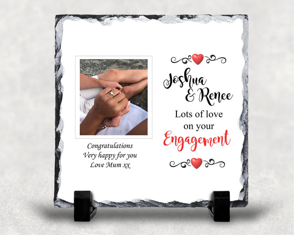 Personalised "Engagement" Rock Photo Slate