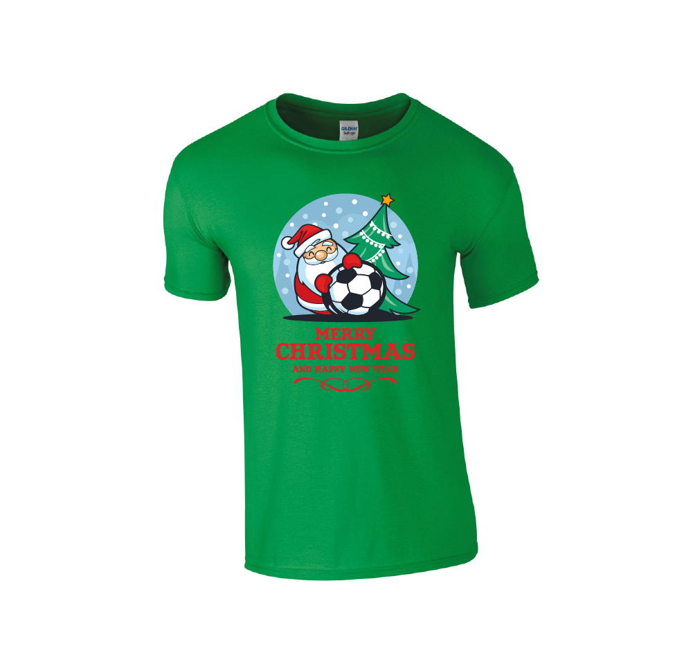 Football Santa Merry Christmas - Christmas Tshirt