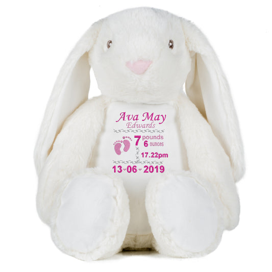 Gorgeous Personalised Baby Bunny - Birth announcement - Girl