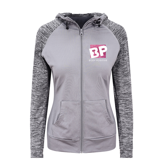 Zip up Hoodie Grey and darker grey - Body Positive