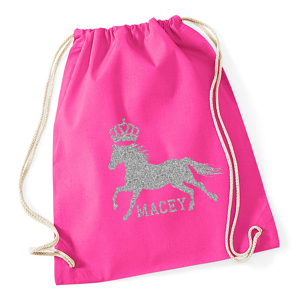 Crown Horse Riding Drawstring Bag