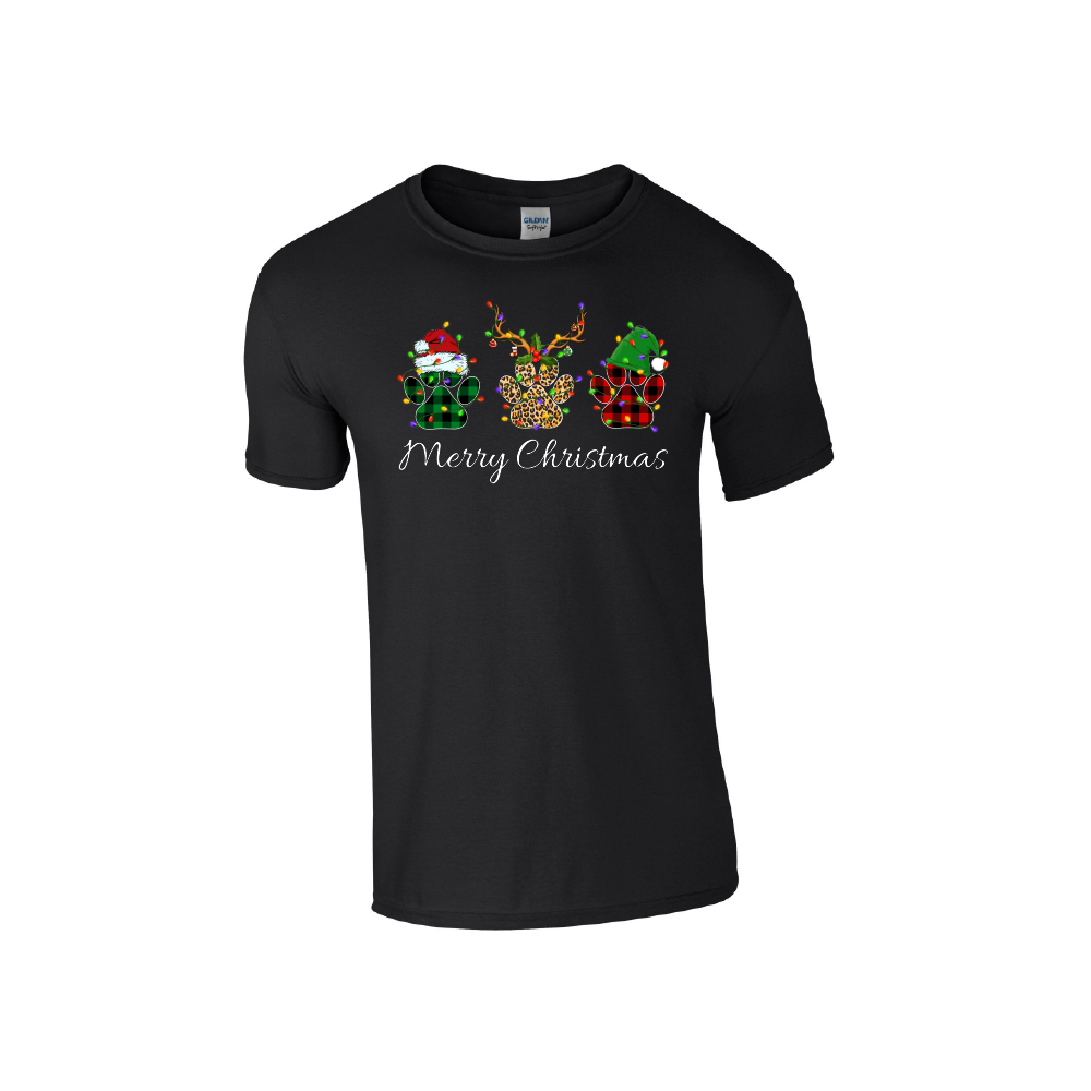 3 Puppy Paws Merry Christmas - Christmas Tshirt
