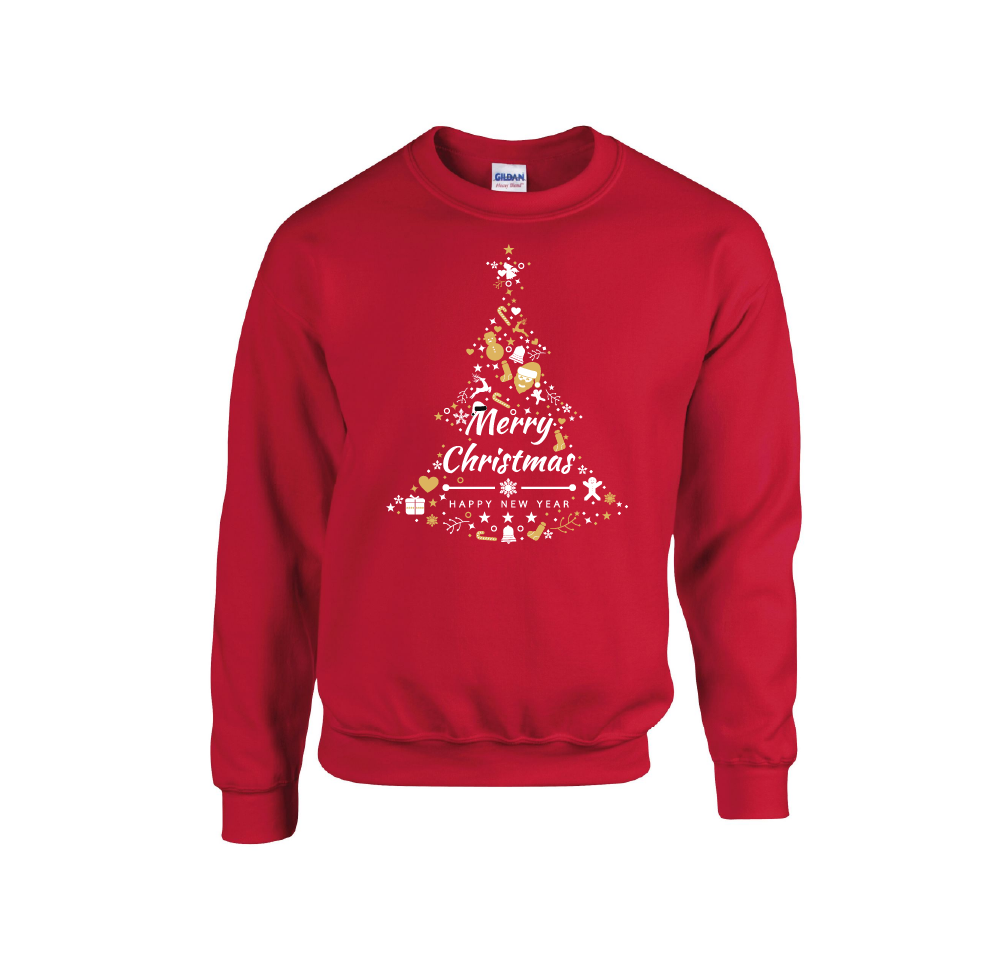 Golden & White Tree Merry Christmas - Christmas Jumper