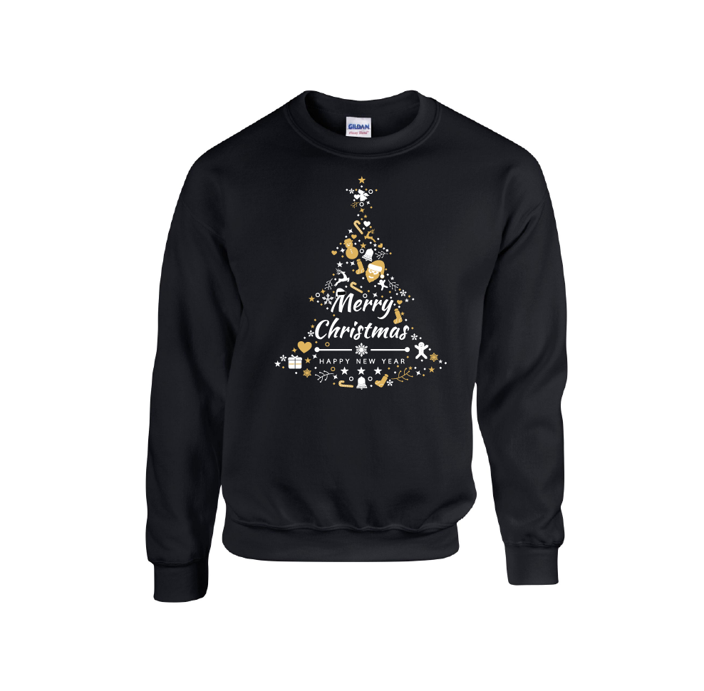 Golden & White Tree Merry Christmas - Christmas Jumper