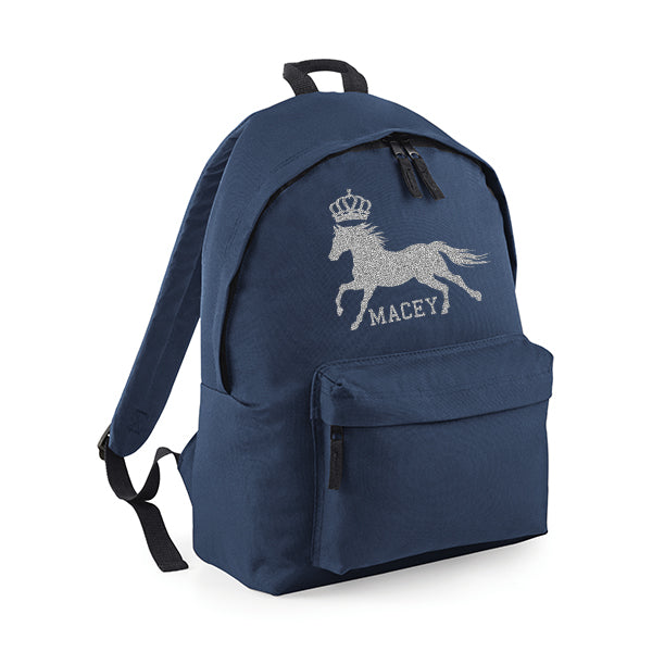 Crown Horse Riding Personalised Rucksack