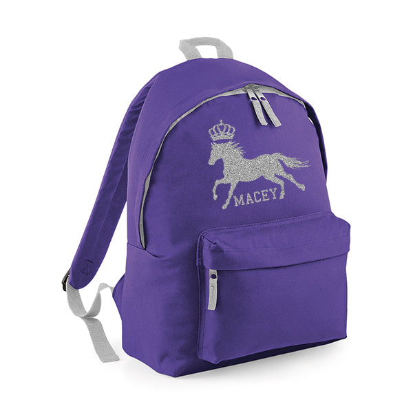 Crown Horse Riding Personalised Rucksack