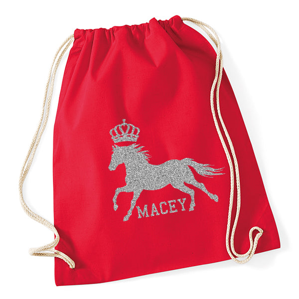 Crown Horse Riding Drawstring Bag