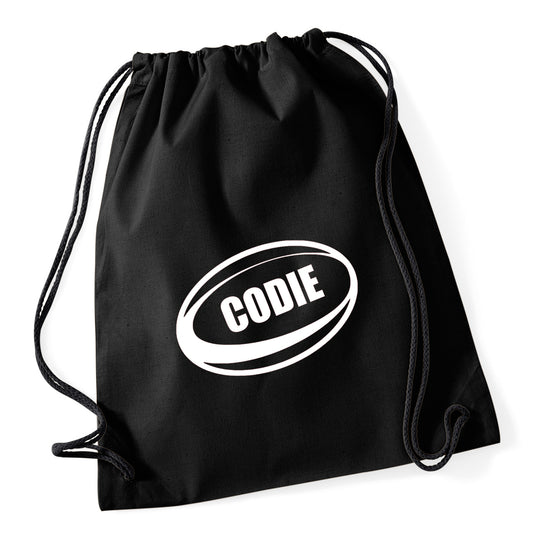 Rugby Ball Personalised Drawstring Bag