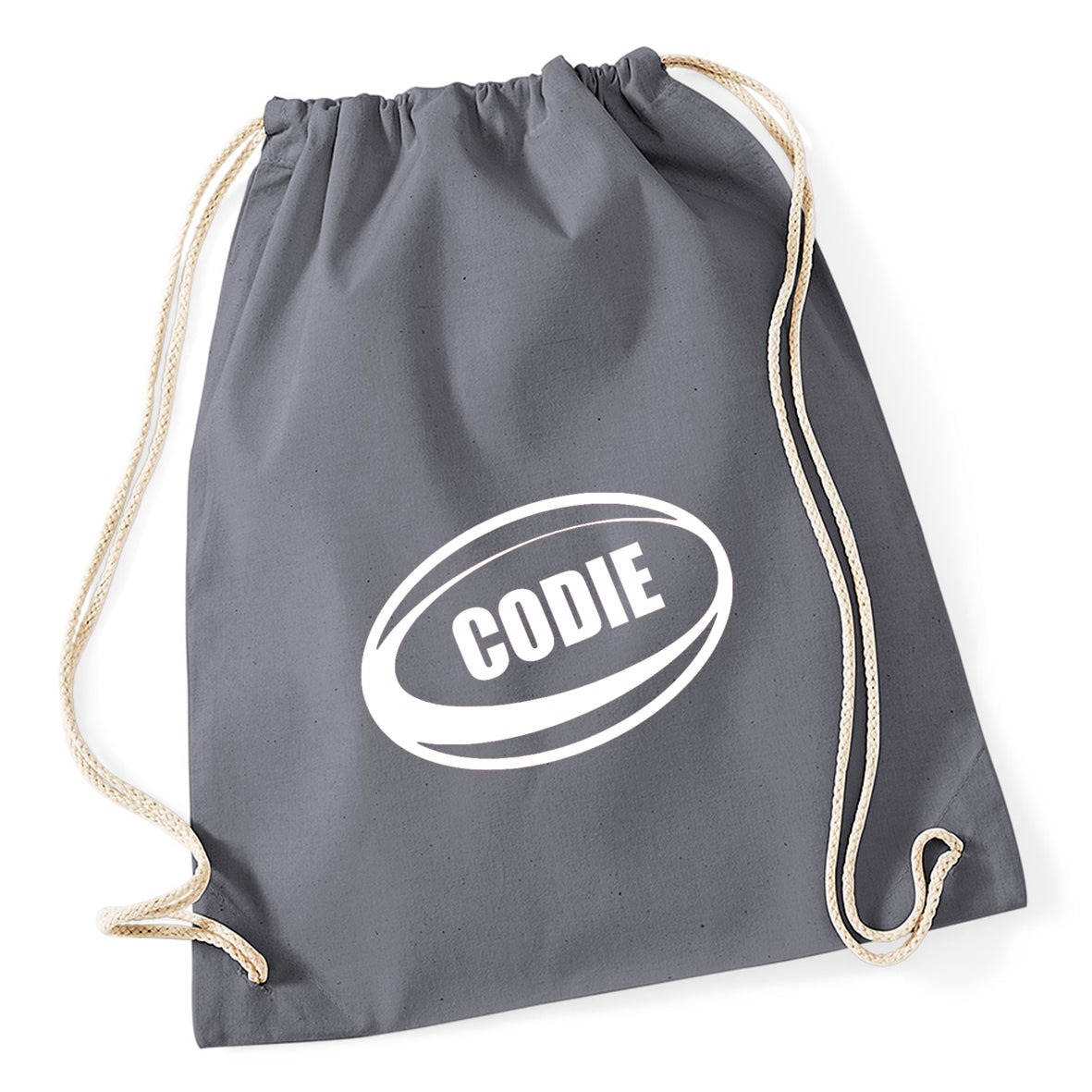 Rugby Ball Personalised Drawstring Bag