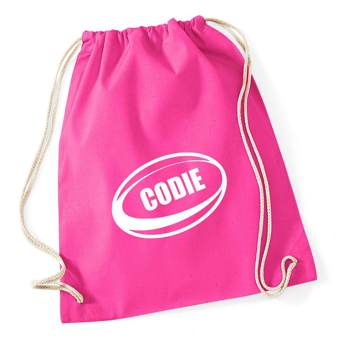 Rugby Ball Personalised Drawstring Bag