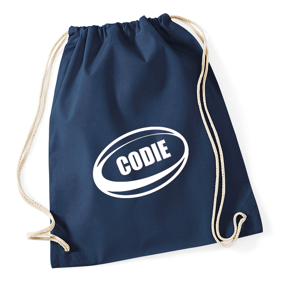 Rugby Ball Personalised Drawstring Bag