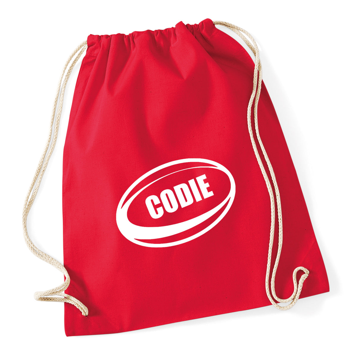 Rugby Ball Personalised Drawstring Bag