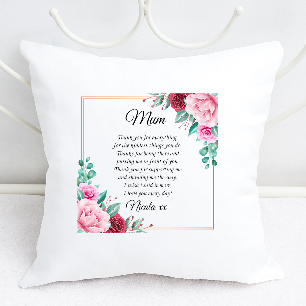 Mum - "Thank you for everything" Personalised cushion