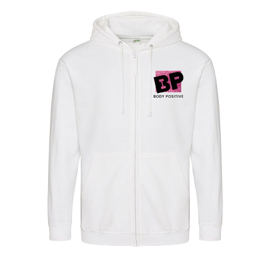Zip up Hoodie White - Body Positive