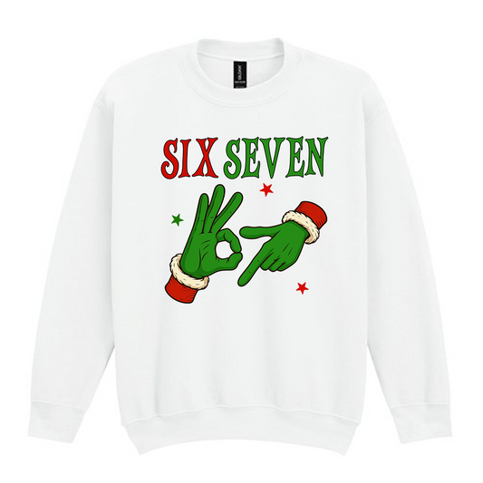 Six Seven 67 Green Hands Christmas Jumper