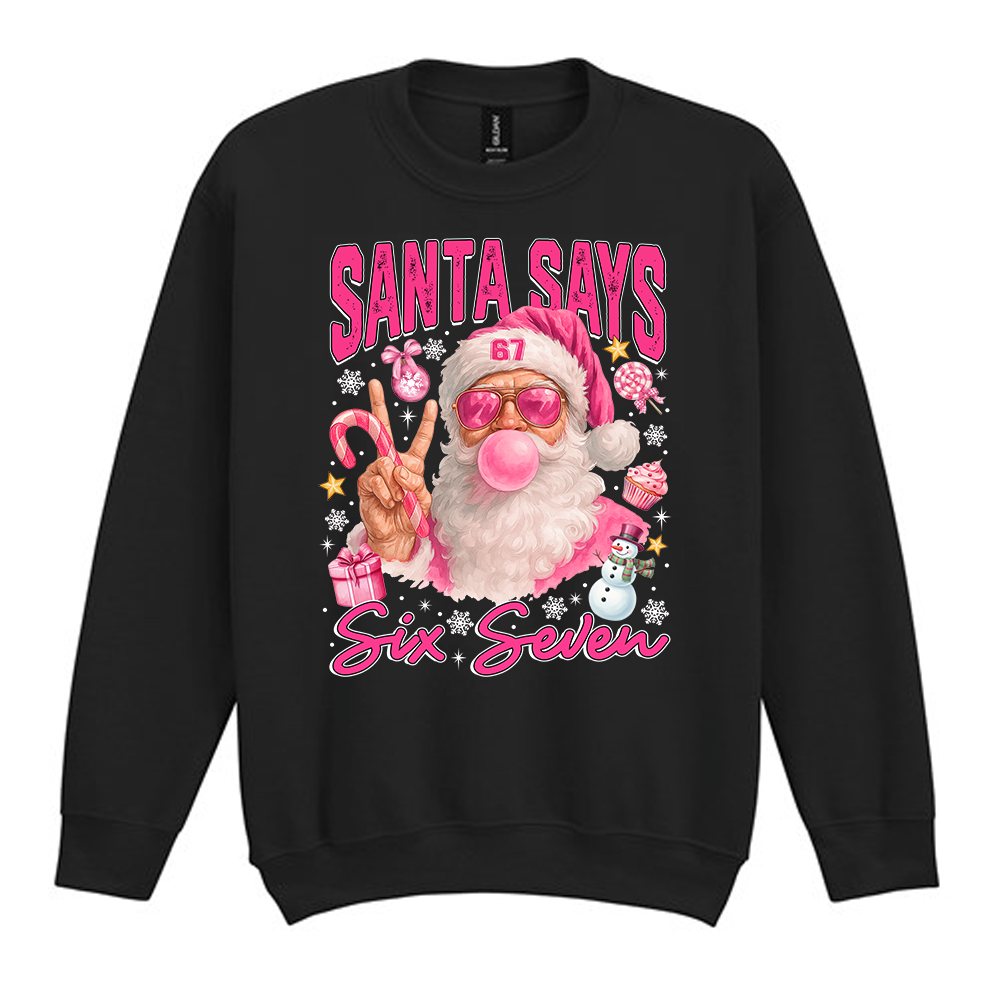 Santa Says Six Seven 67 Pink Christmas Jumper