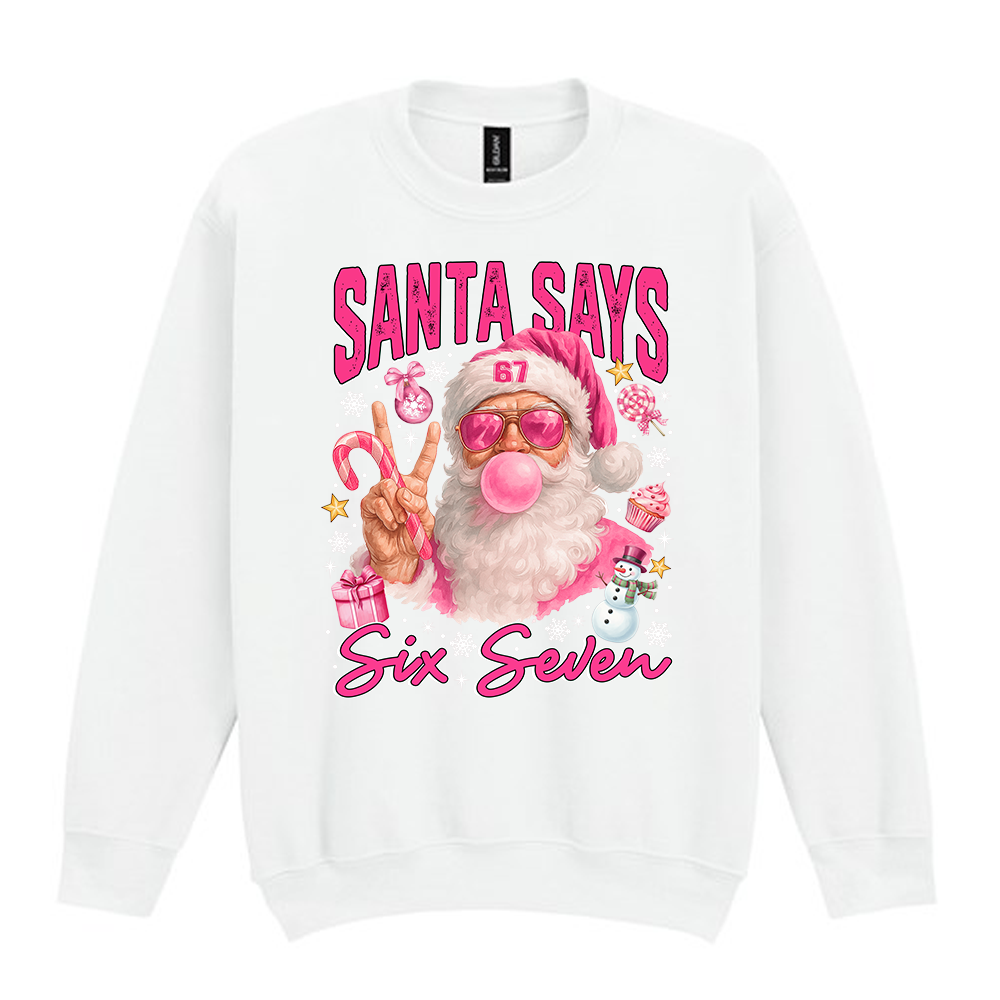 Santa Says Six Seven 67 Pink Christmas Jumper