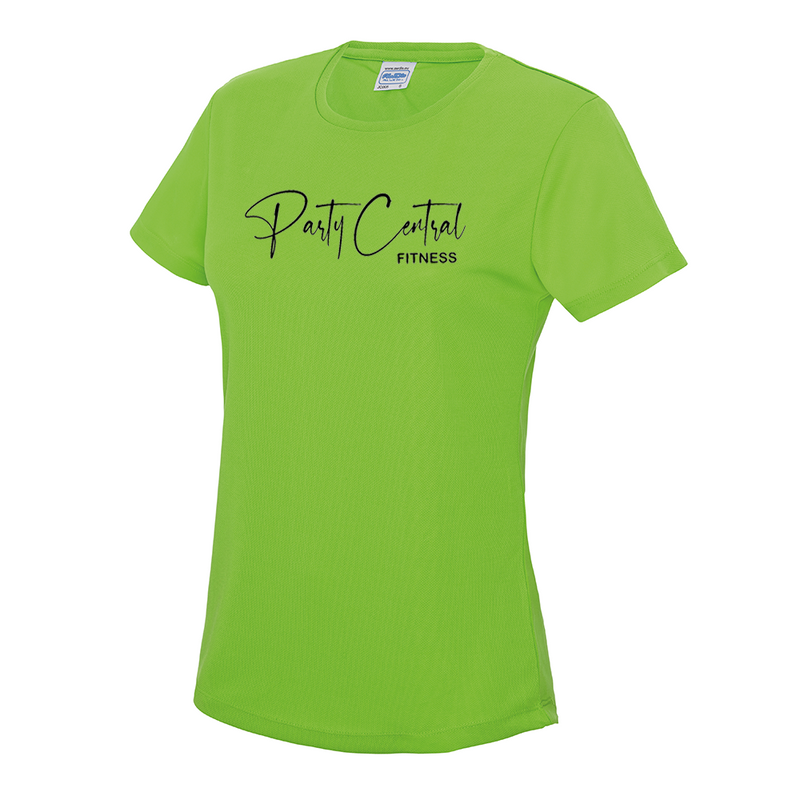Neon Party Central Fitness Performance style Ladies Tshirt