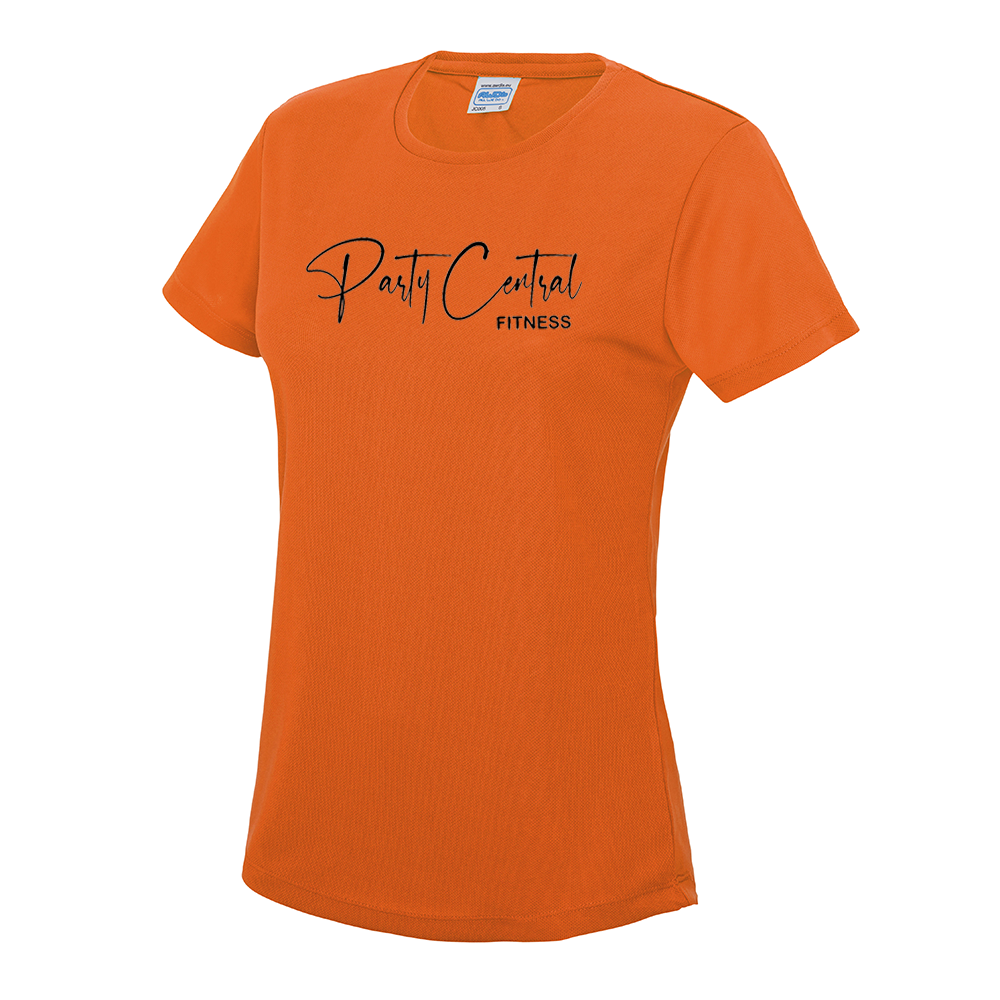 Neon Party Central Fitness Performance style Ladies Tshirt