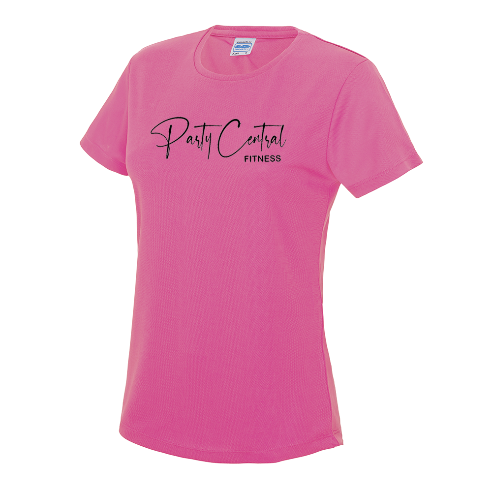 Neon Party Central Fitness Performance style Ladies Tshirt