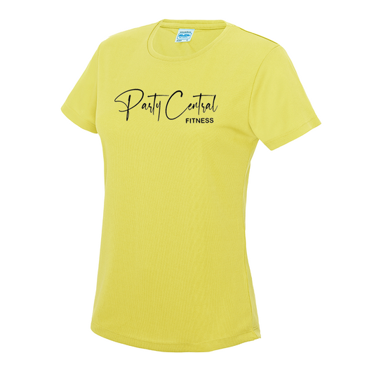 Neon Party Central Fitness Performance style Ladies Tshirt