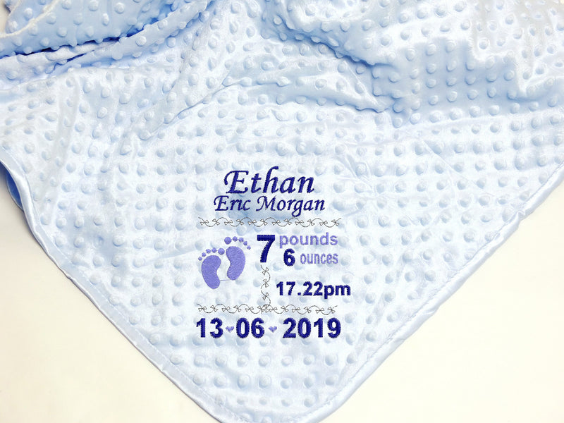 Personalised Baby Blanket – Birth Details – Boy