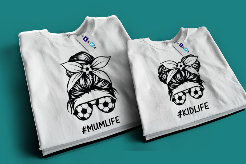 "Mum Life & Kid Life" Football Matching Tshirts