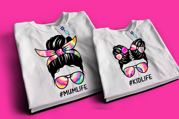 "Mum Life & Kid Life" Tie Dye Matching Tshirts