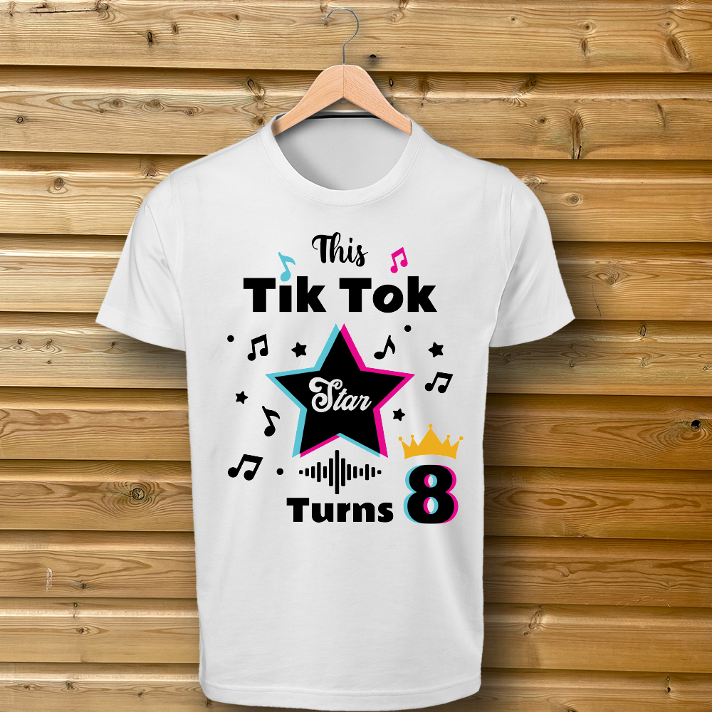 'Tiktok Star Turns x' personalised Tshirt