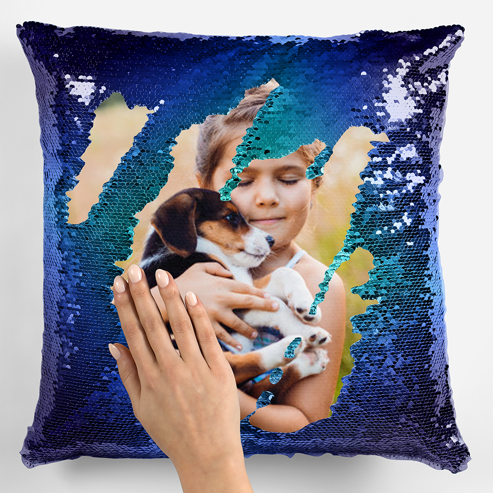 Photo Upload Sequin Cushion