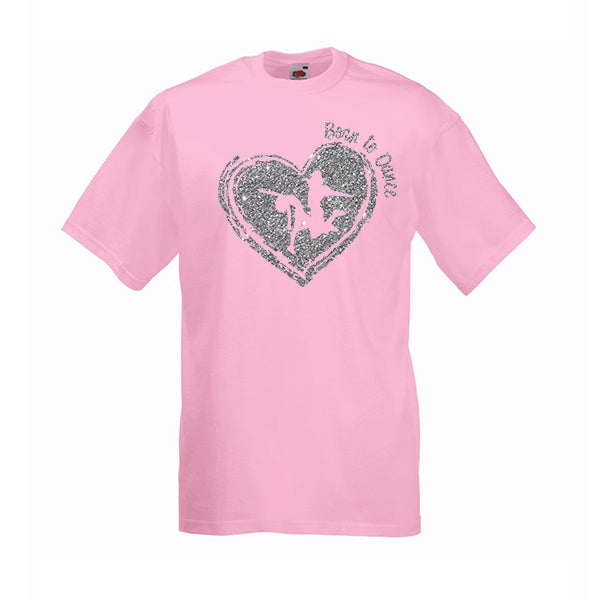 Born to Dance Glitter Heart Personalised Tshirt