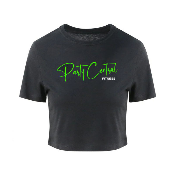 Party Central Fitness Cropped Tee - Text logo