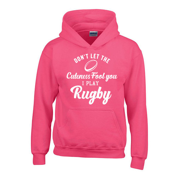 Dont let my cuteness fool you - Personalised Rugby Hoody