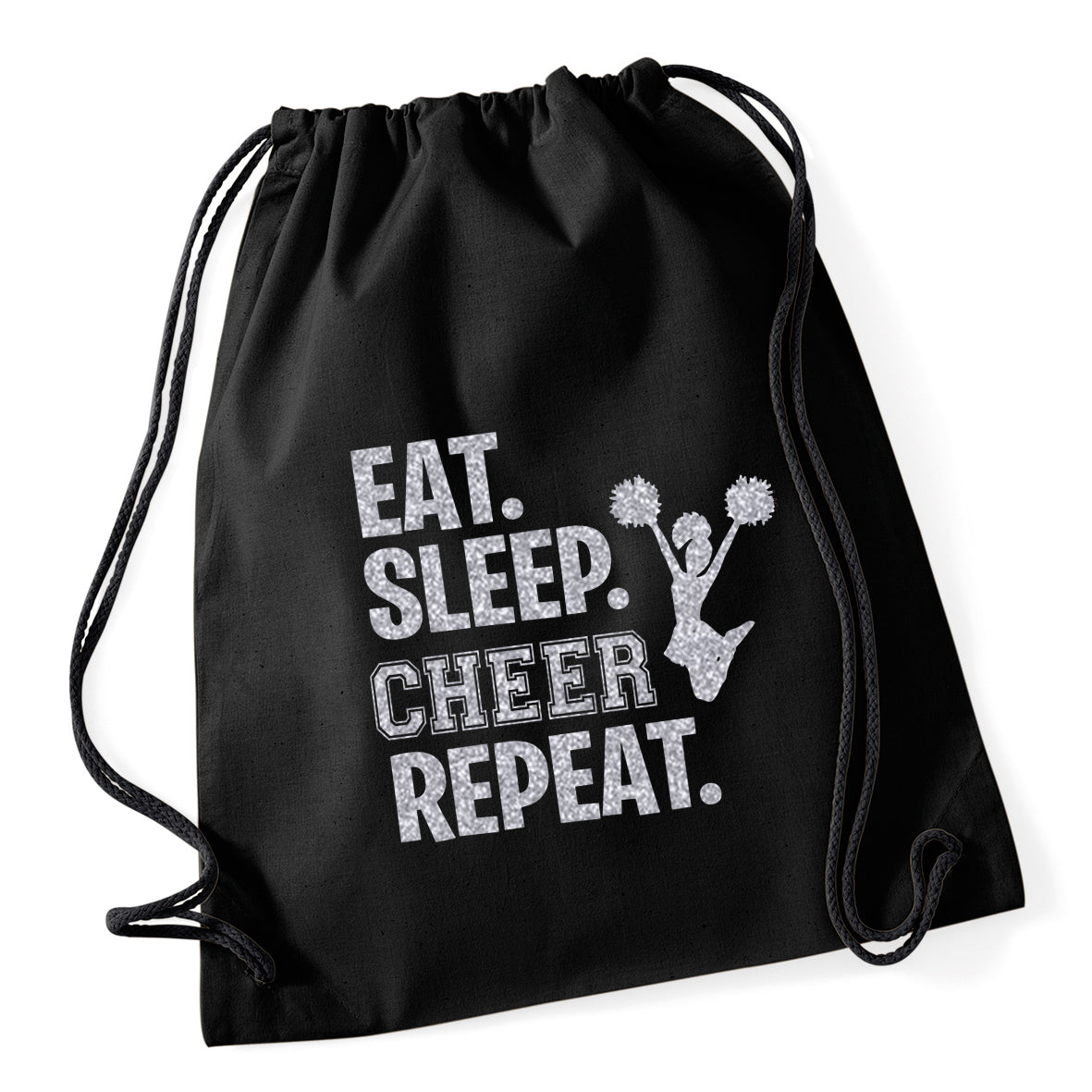 Eat Sleep Cheer Repeat Cheerleading Drawstring Bag
