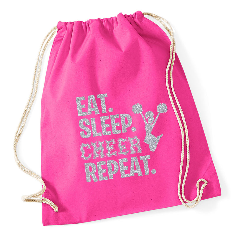 Eat Sleep Cheer Repeat Cheerleading Drawstring Bag