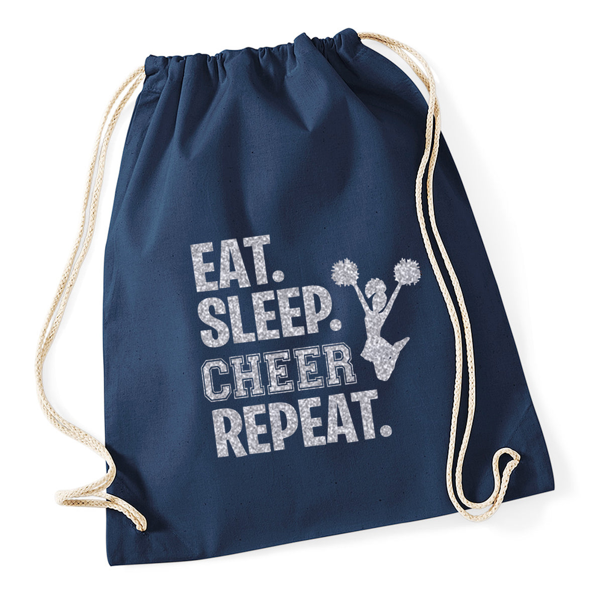 Eat Sleep Cheer Repeat Cheerleading Drawstring Bag